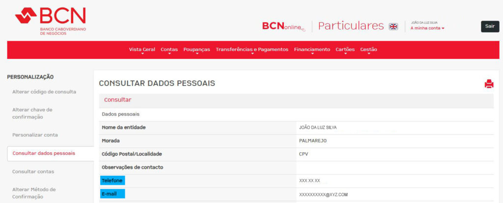 Atualizar dados BCN Online
